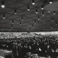Students and faculty at 1972 Commencement in the Field House dome.